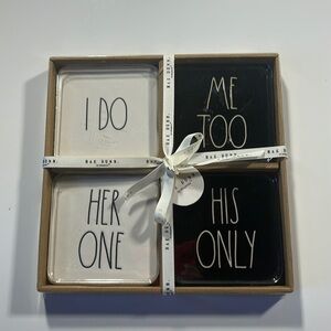 New Set of 4 Rae Dunn Engagement/Marriage Coasters